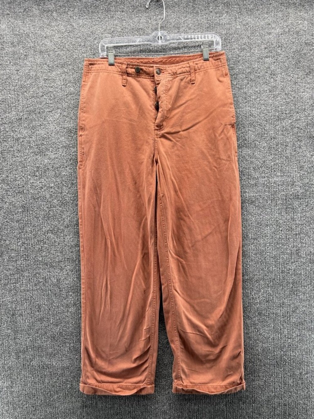 Free People Pants Men 30 Orange Chino Cotton Flat Front Relaxed Straight - Picture 1 of 11